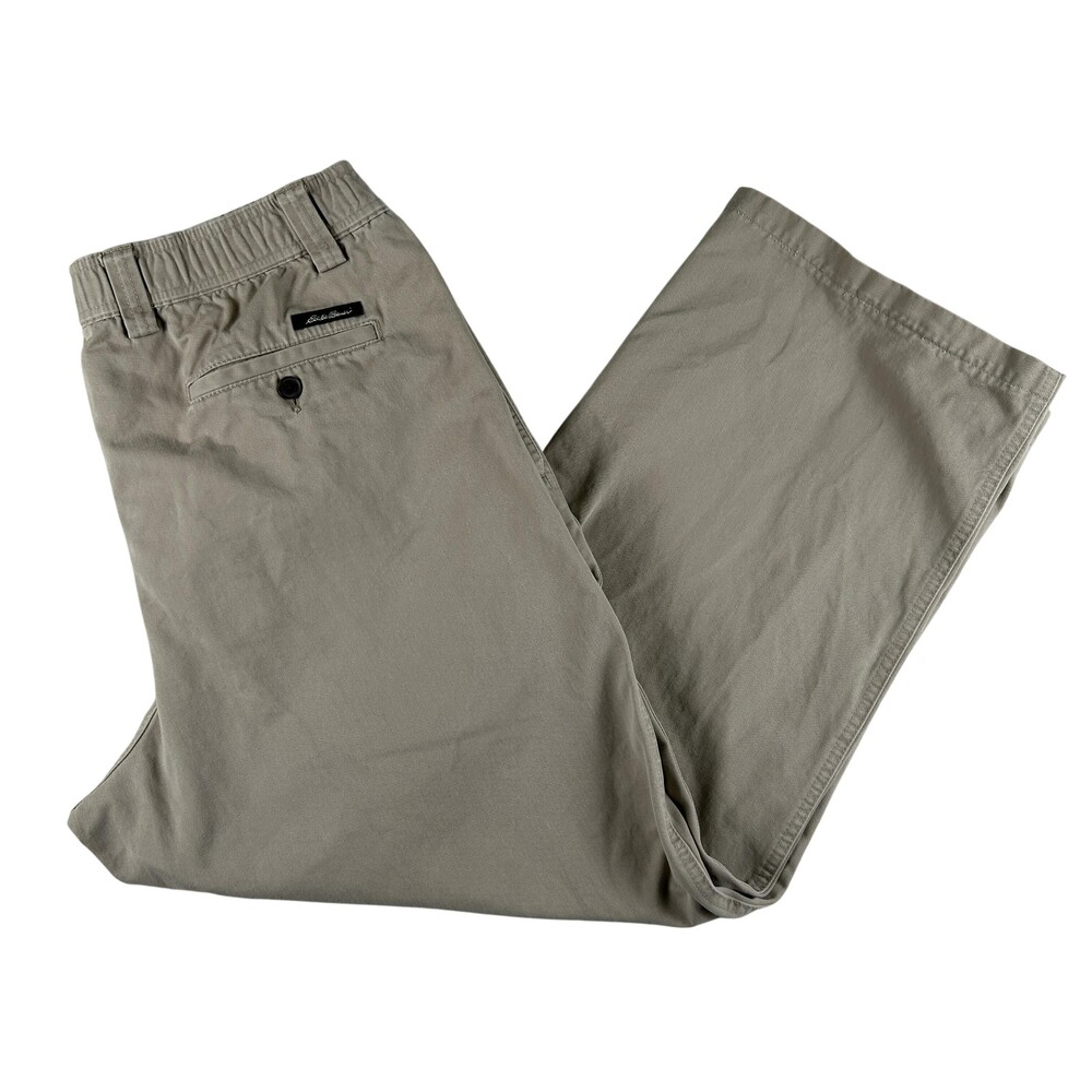 Eddie Bauer Pants Mens Large Beige Relaxed Fit Elastic Waist Chino Casual Khaki